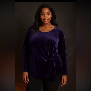 THE LIMITED Womens Astral Aura Purple Velvet Faux Wrap Top 2X Whimsigoth